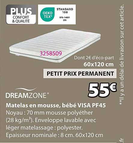 Matelas en mousse, bébé VISA PF45