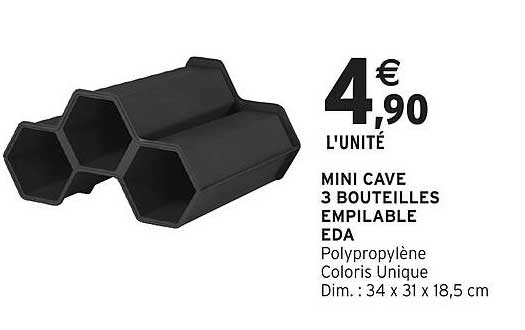 MINI CAVE 3 BOUTEILLES EMPILABLE EDA