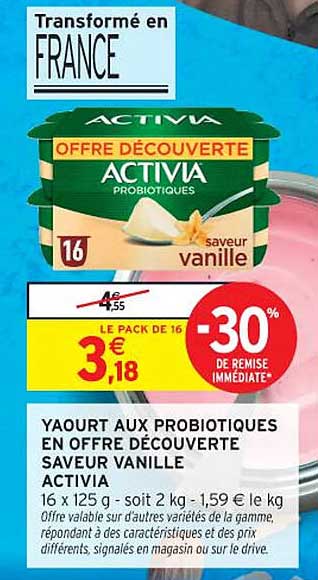 OFFRE DÉCOUVERTE ACTIVA PROBIOTIQUES SAVEUR VANILLE