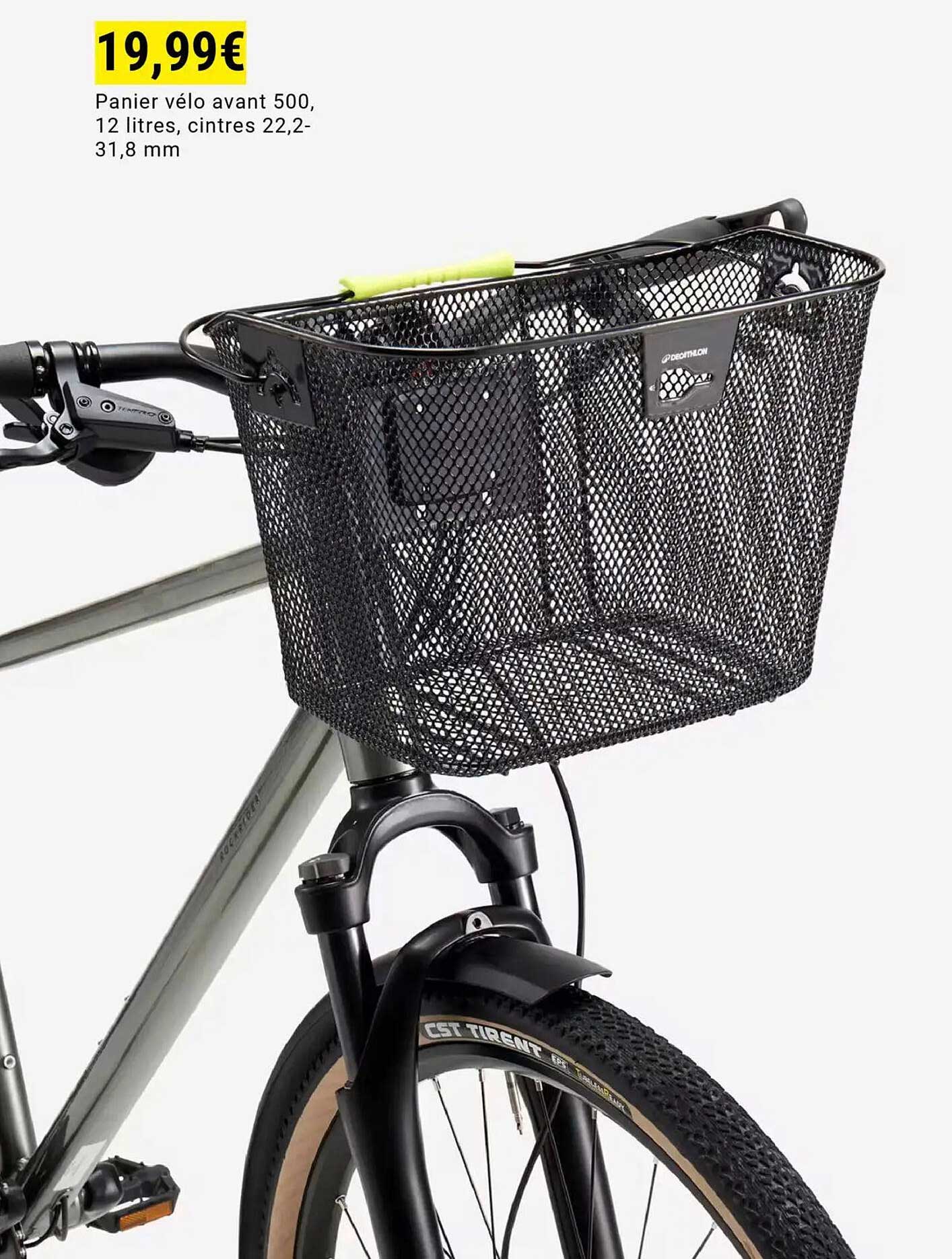 Panier vélo avant 500, 12 litres, cintres 22,2-31,8 mm