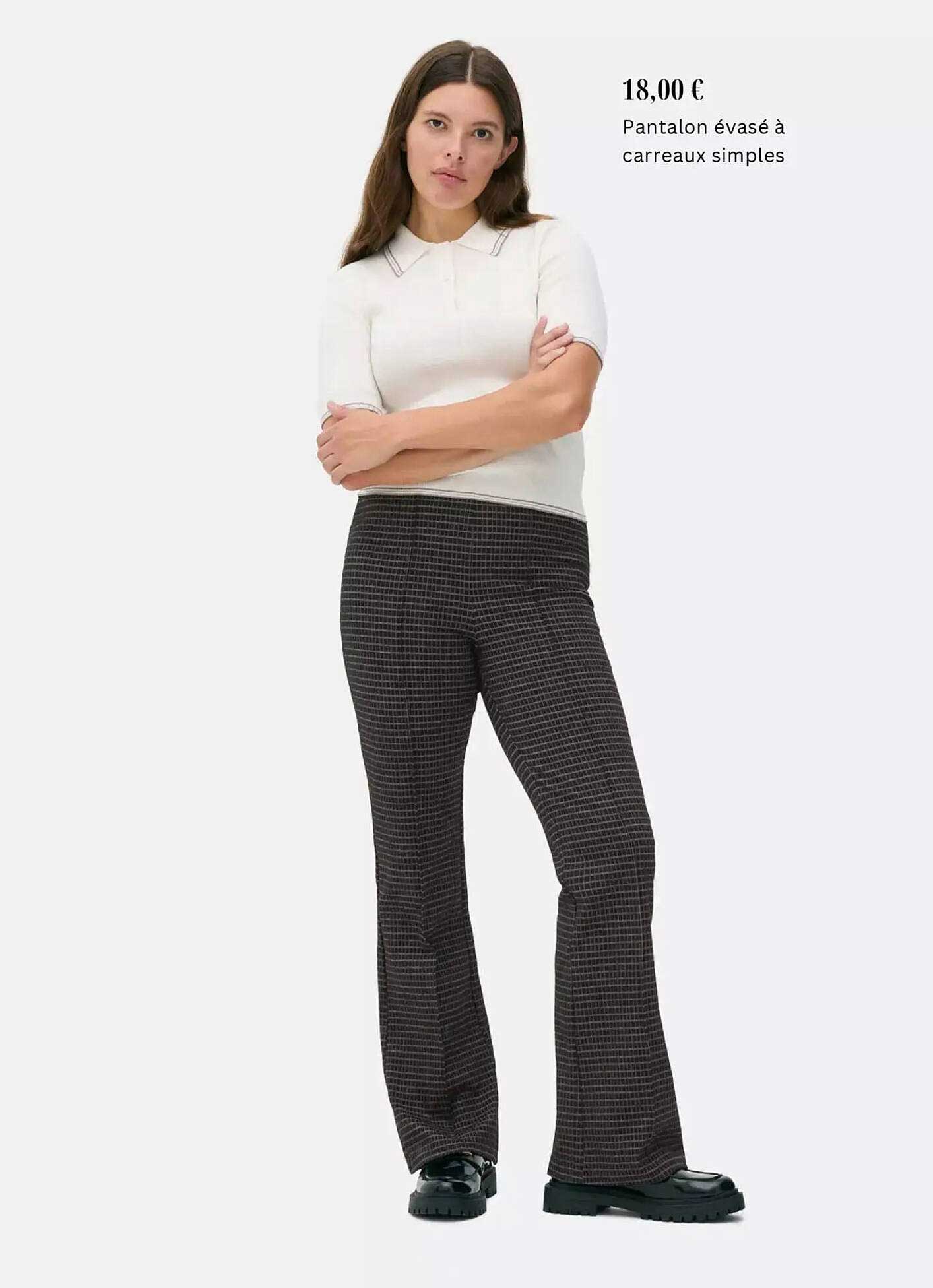 Pantalon évasé à carreaux simples