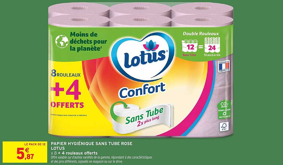 PAPIER HYGIÉNIQUE SANS TUBE ROSE LOTUS