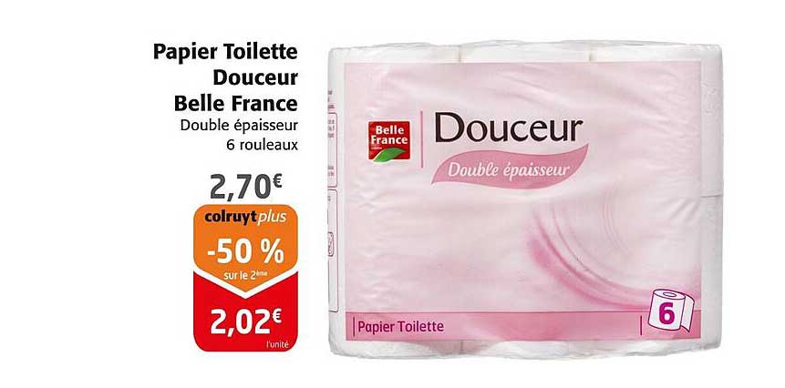 Papier Toilette Douceur Belle France Double épaisseur 6 rouleaux
