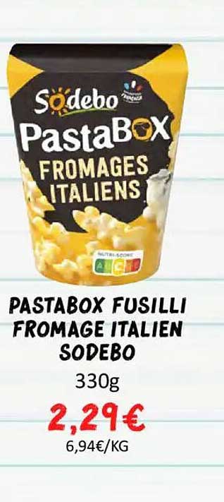 PASTABOX FUSILLI FROMAGE ITALIEN SODEBO