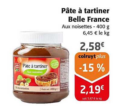 Pâte à tartiner Belle France Aux noisettes - 400 g