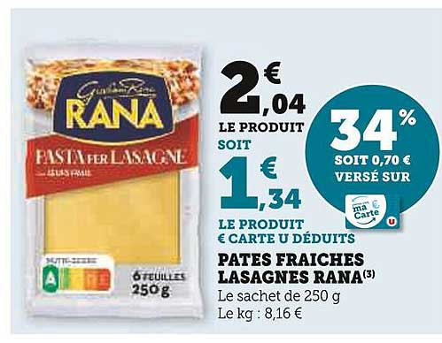 PATES FRAICHES LASAGNES RANA