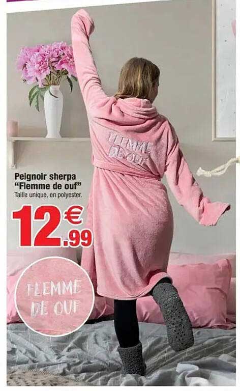 Peignoir sherpa "Flemme de ouf"