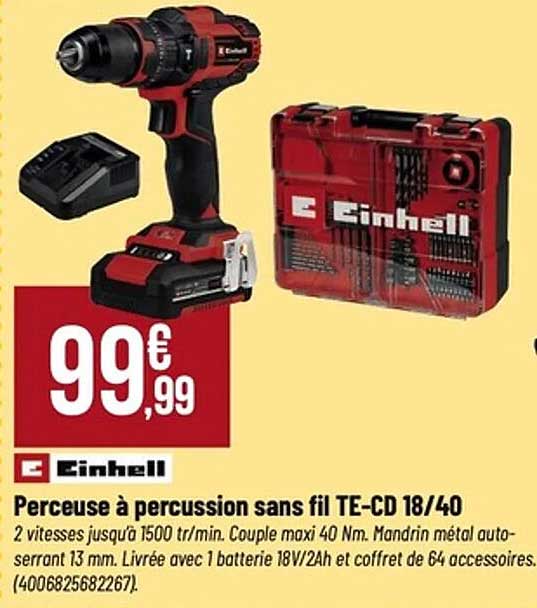 Perceuse à percussion sans fil TE-CD 18/40