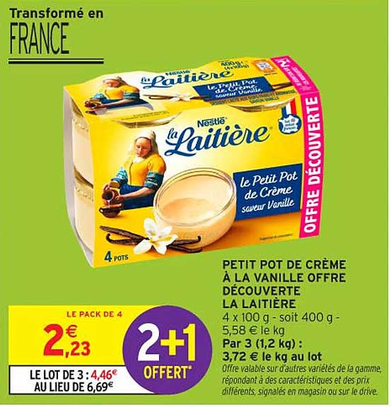 PETIT POT DE CRÈME À LA VANILLE OFFRE DÉCOUVERTE LA LAITIÈRE