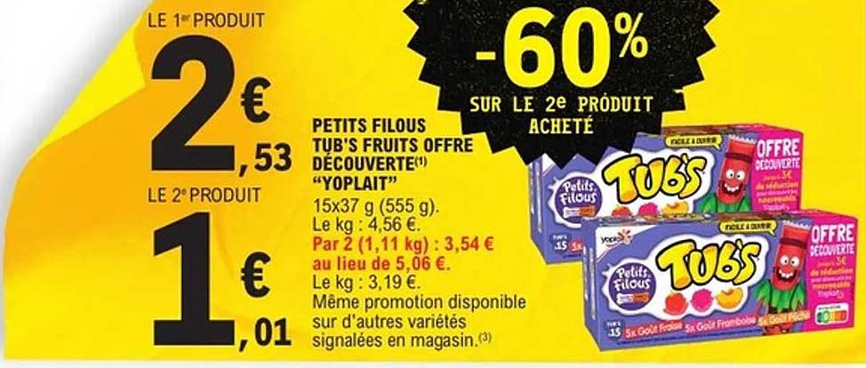 PETITS FILOUS TUB'S FRUITS OFFRE DÉCOUVERTE "YOPLAIT"