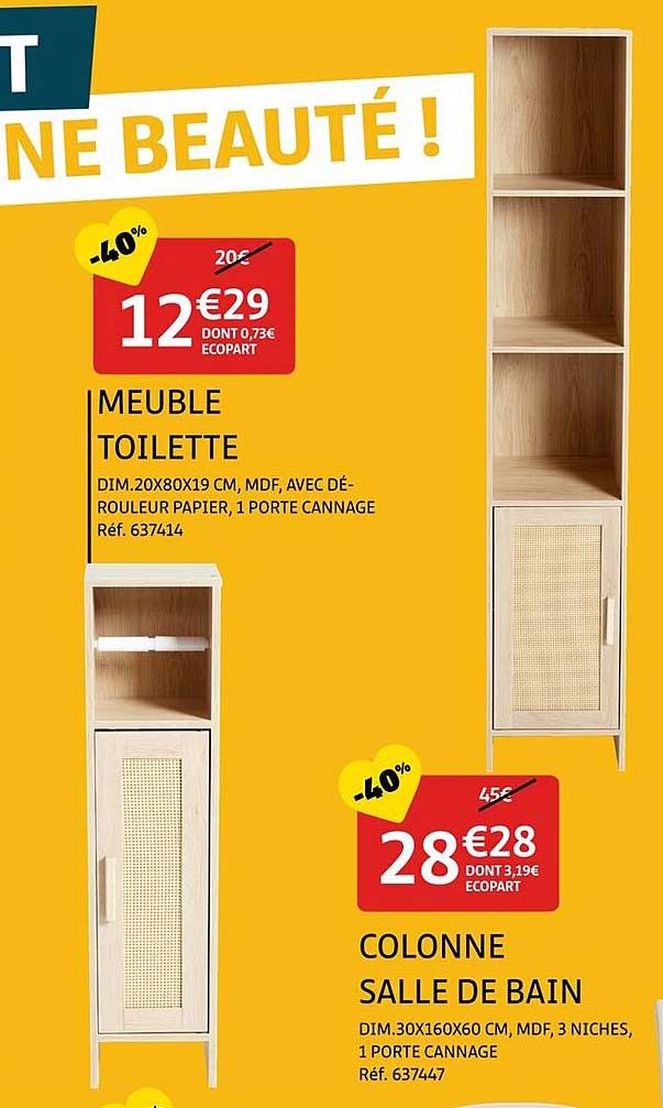 Promo Gifi : Meuble de Toilette et Colonne Salle de Bain -40%