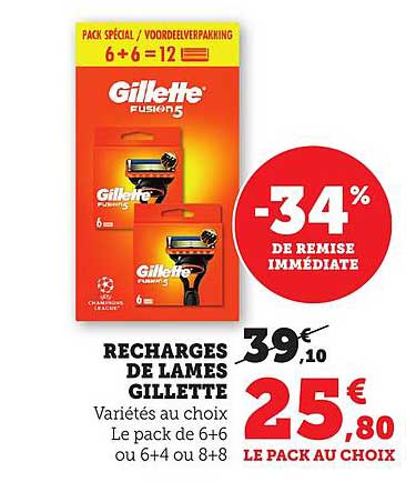 RECHARGES DE LAMES GILLETTE