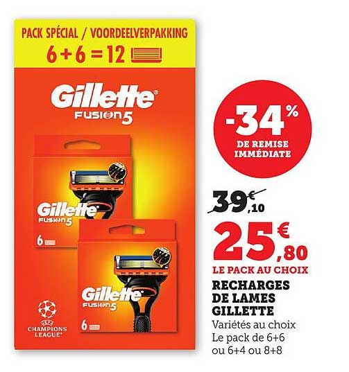RECHARGES DE LAMES GILLETTE