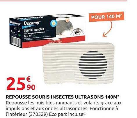REPOUSSE SOURS INSECTES ULTRASONS 140M²