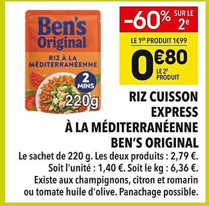 RIZ CUISSON EXPRESS À LA MÉDITERRANÉENNE BEN'S ORIGINAL