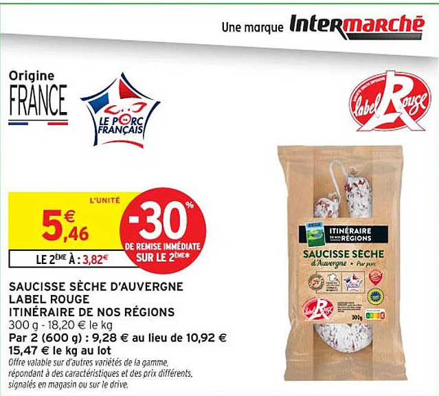 SAUCISSE SÈCHE D'AUVERGNE LABEL ROUGE