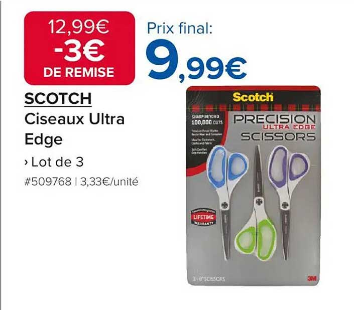 SCOTCH Ciseaux Ultra Edge - Lot de 3