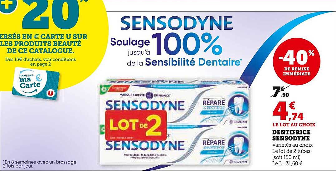 SENSODYNE Souligne 100% jusqu'à la Sensibilité Dentaire