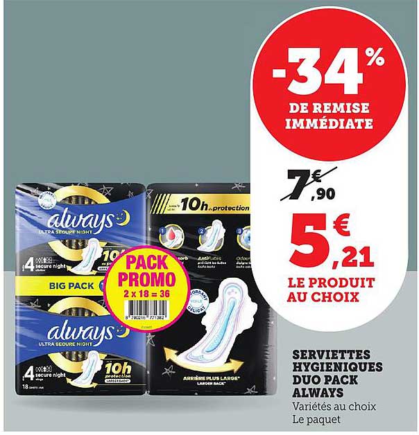 Serviettes hygiéniques Duo Pack Always