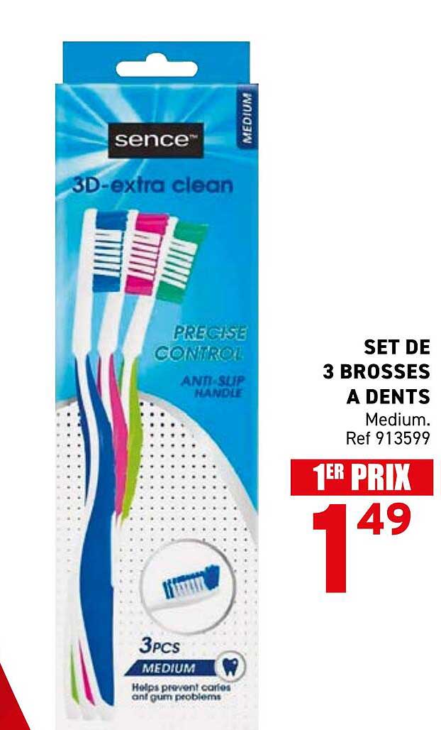 SET DE 3 BROSSES A DENTS Medium. Ref 913599