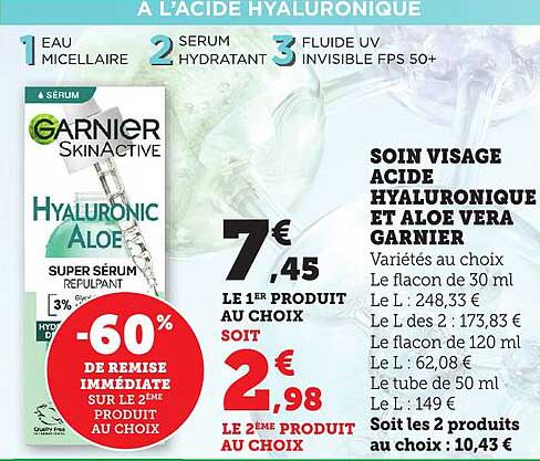 SOIN VISAGE ACIDE HYALURONIQUE ET ALOE VERA GARNIER