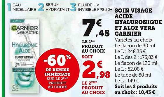 SOIN VISAGE ACIDE HYALURONIQUE ET ALOE VERA GARNIER