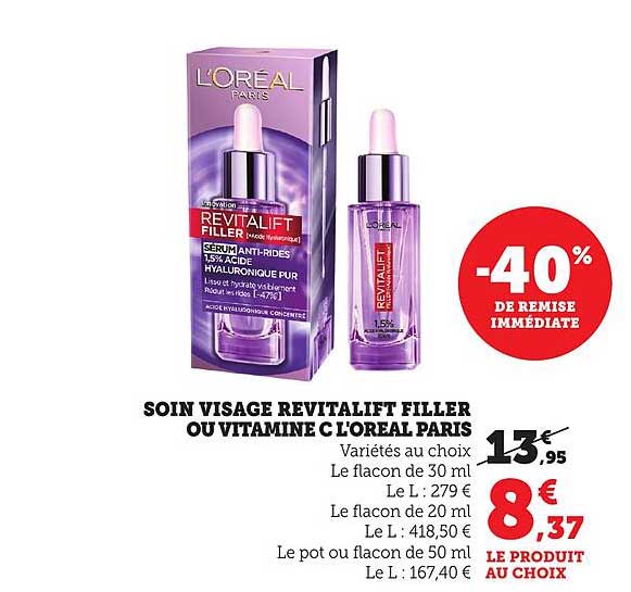 SOIN VISAGE REVITALIFT FILLER OU VITAMINE C L'ORÉAL PARIS