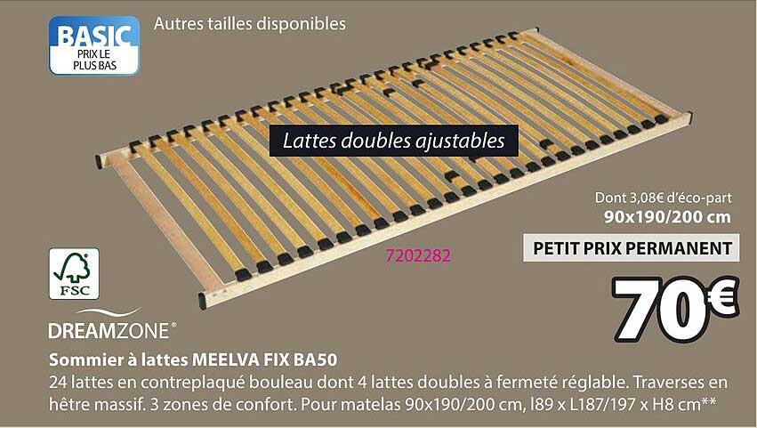 Sommier à lattes MEELVA FIX BA50