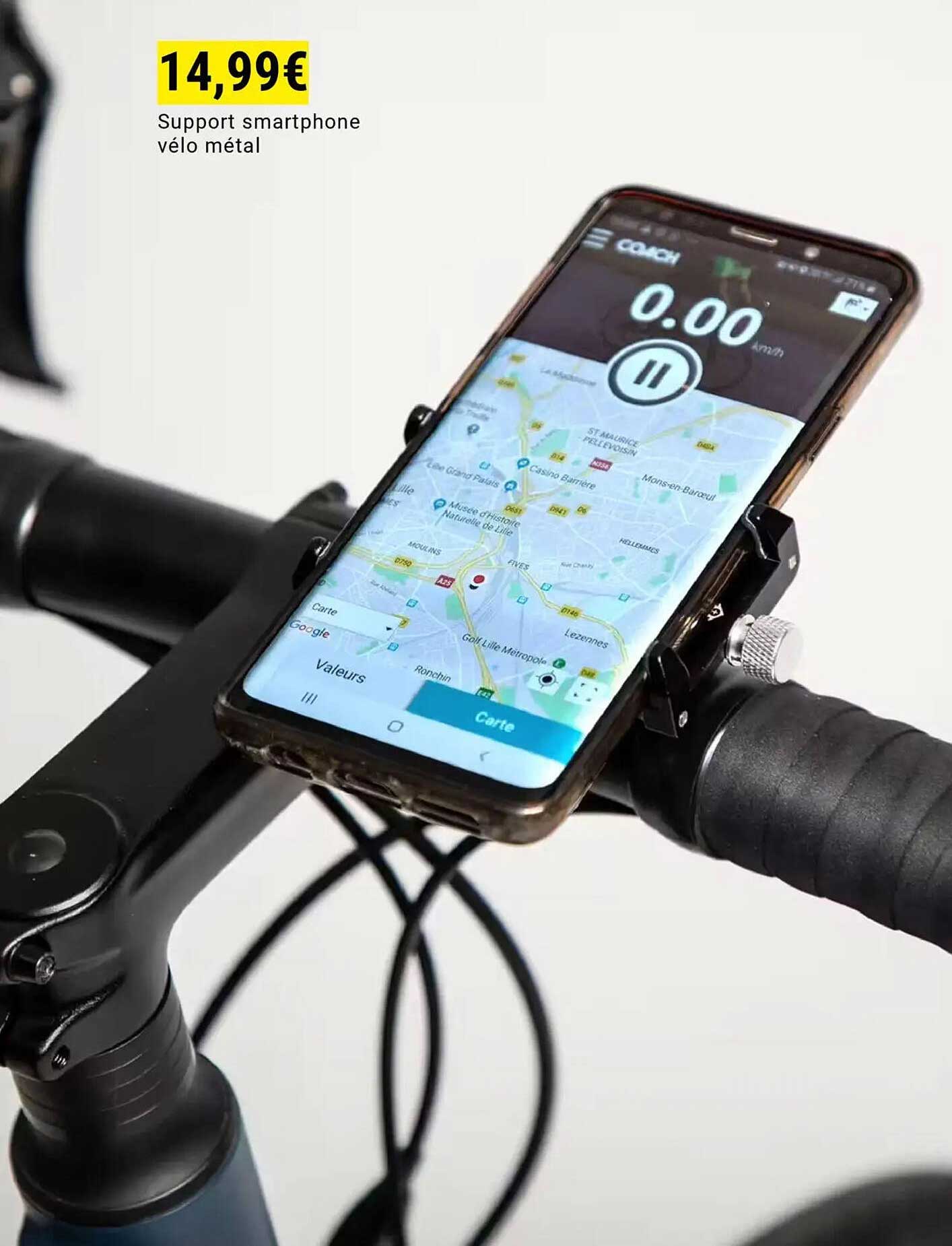 Support smartphone vélo métal