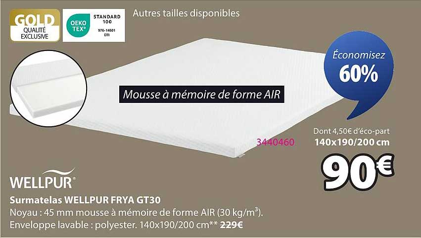 Surmatelas WELLPUR FRYA GT30
