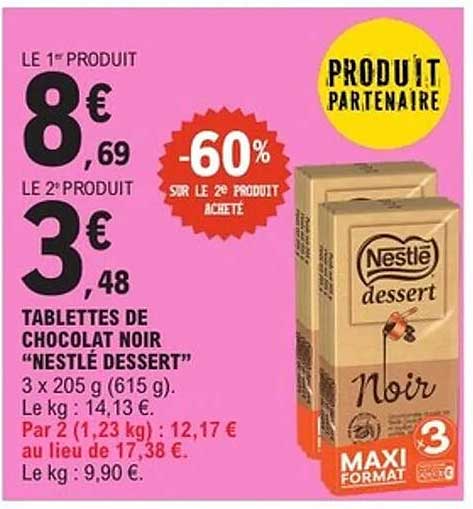 TABLETTES DE CHOCOLAT NOIR “NESTLÉ DESSERT”