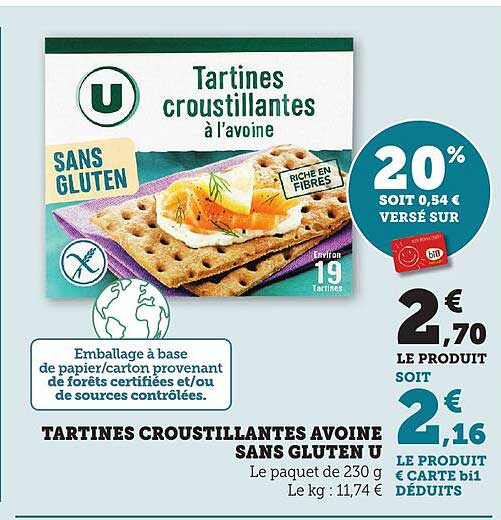 TARTINES CROUSTILLANTES AVOINE SANS GLUTEN U