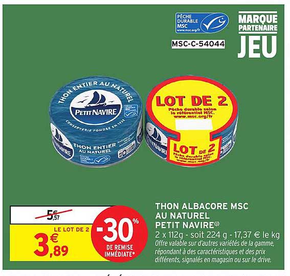 THON ALBACORE MSC AU NATUREL PETIT NAVIRE