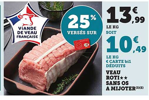 Viande de veau française - 25% versés sur