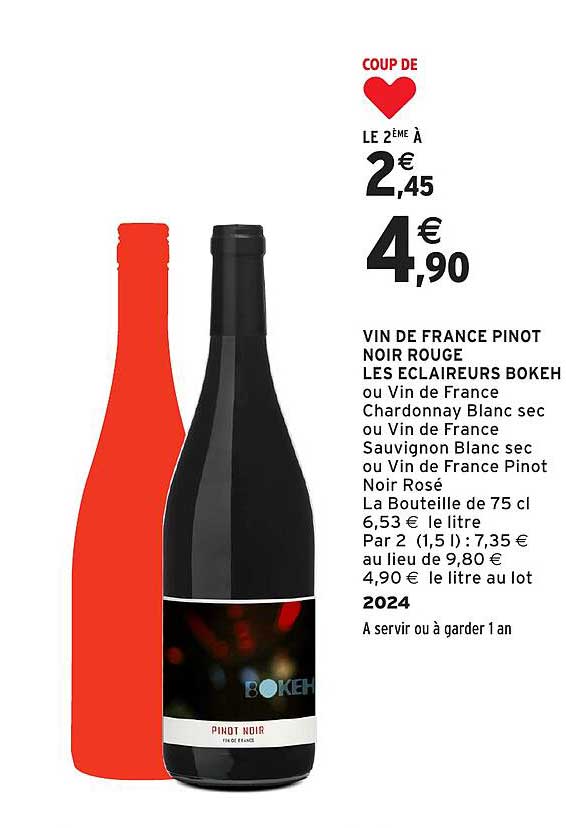 VIN DE FRANCE PINOT NOIR ROUGE LES ECLAIREURS BOKEH