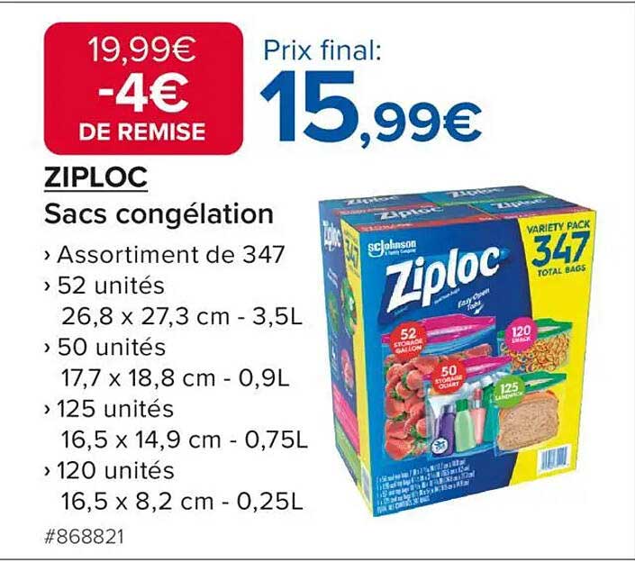 ZIPLOC Sacs congélation