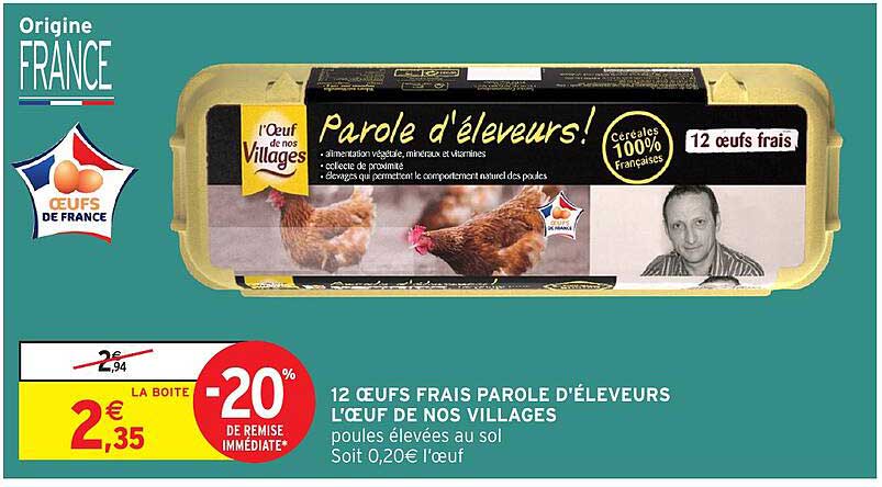 12 œufs frais Parole d'éleveurs L'œuf de nos villages