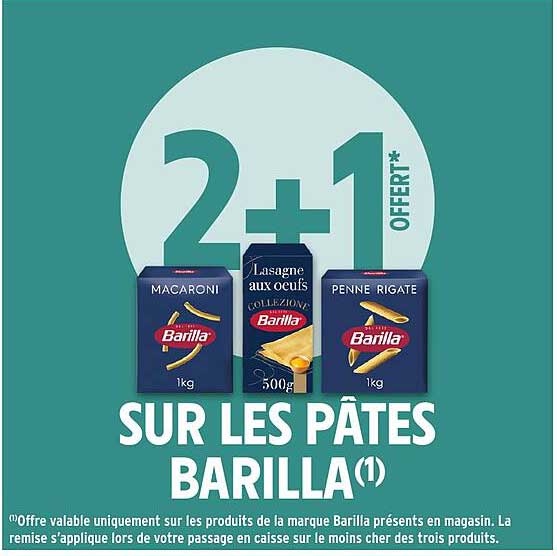 2+1 offert sur les pâtes Barilla