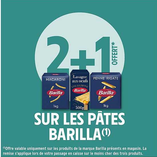 2+1 offert sur les pâtes Barilla