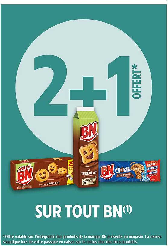 2+1 OFFERT* SUR TOUT BN