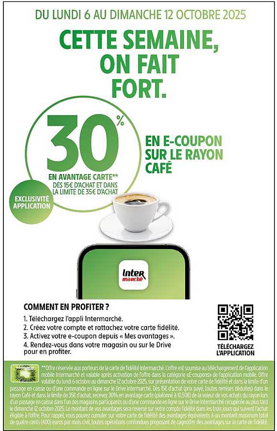 30% en e-coupon sur le rayon café