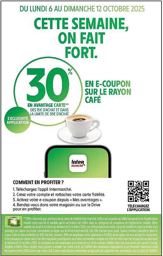 30% en e-coupon sur le rayon café