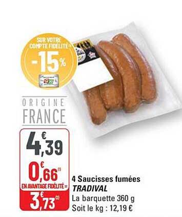 4 Saucisses fumées TRADIVAL