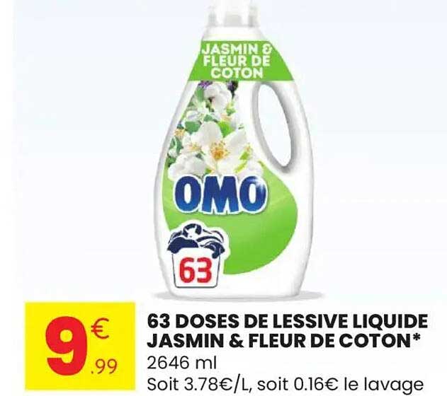 63 DOSES DE LESSIVE LIQUIDE JASMIN & FLEUR DE COTON*