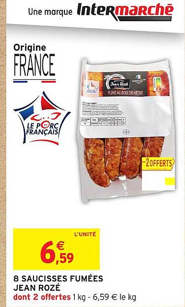 8 saucisses fumées Jean Rozé