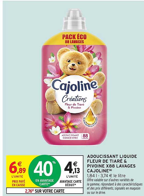 ADOUCISSANT LIQUIDE FLEUR DE TIARE & PIVOINE X88 LAVAGES CAJOLINE®
