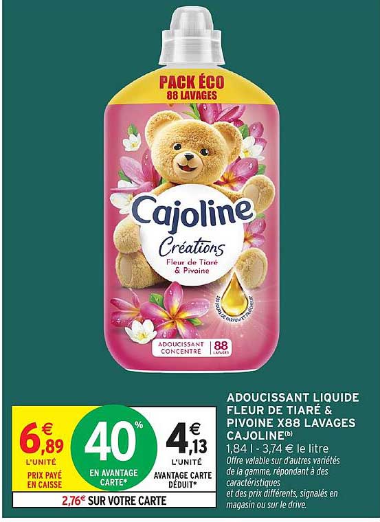 ADOUCISSANT LIQUIDE FLEUR DE TIARÉ & PIVONIE X88 LAVAGES CAJOLINE