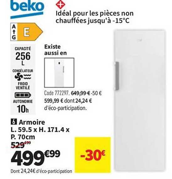 Armoire Beko 256 L -18°C