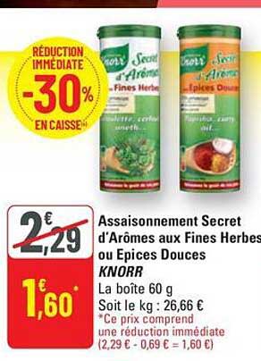 Assaisonnement Secret d'Arômes aux Fines Herbes ou Epices Douces KNORR