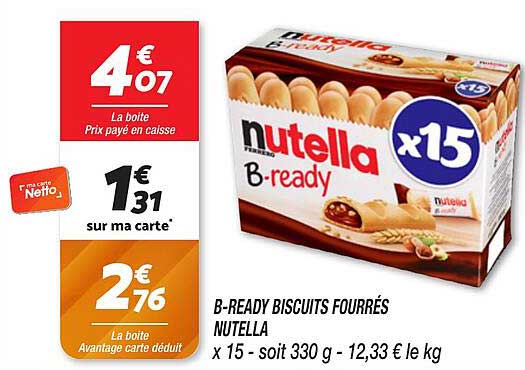 B-READY BISCUITS FOURRÉS NUTELLA x 15